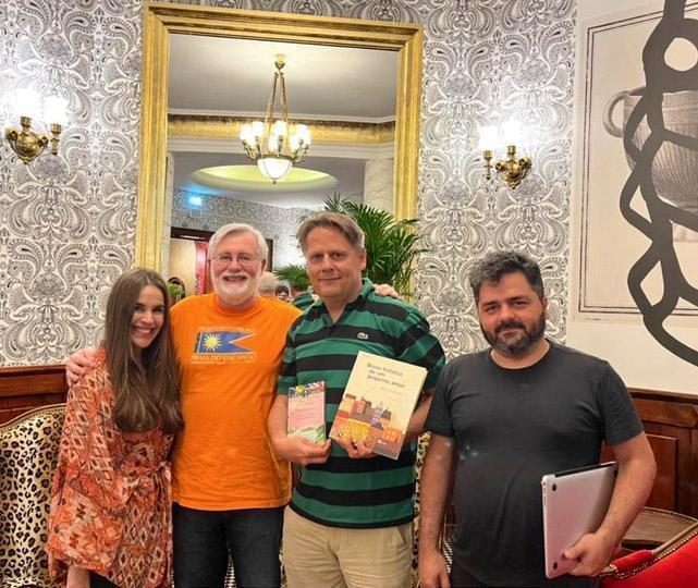 Mariana Serra, Francisco Maiolino, Bartosz Boćko and Thiago Almeida at a meeting